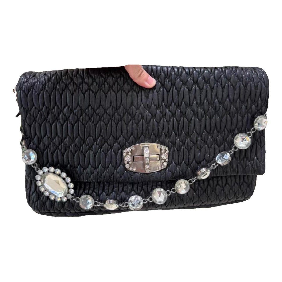 Miu Crystal leather handbag