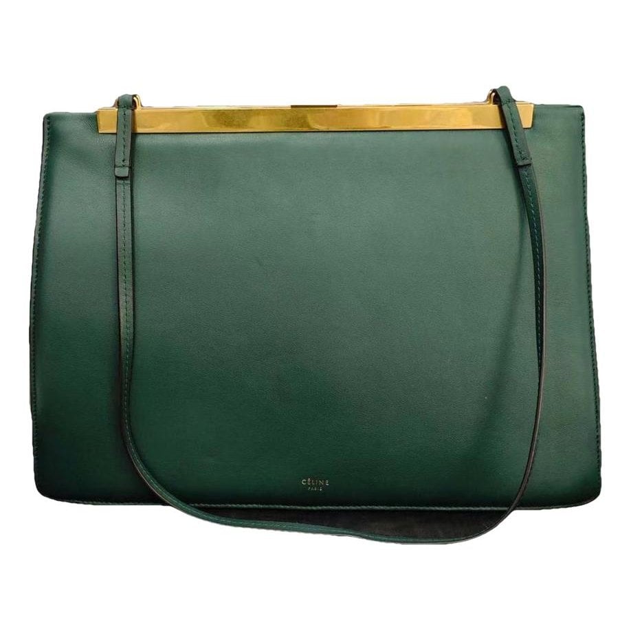 Clasp leather handbag