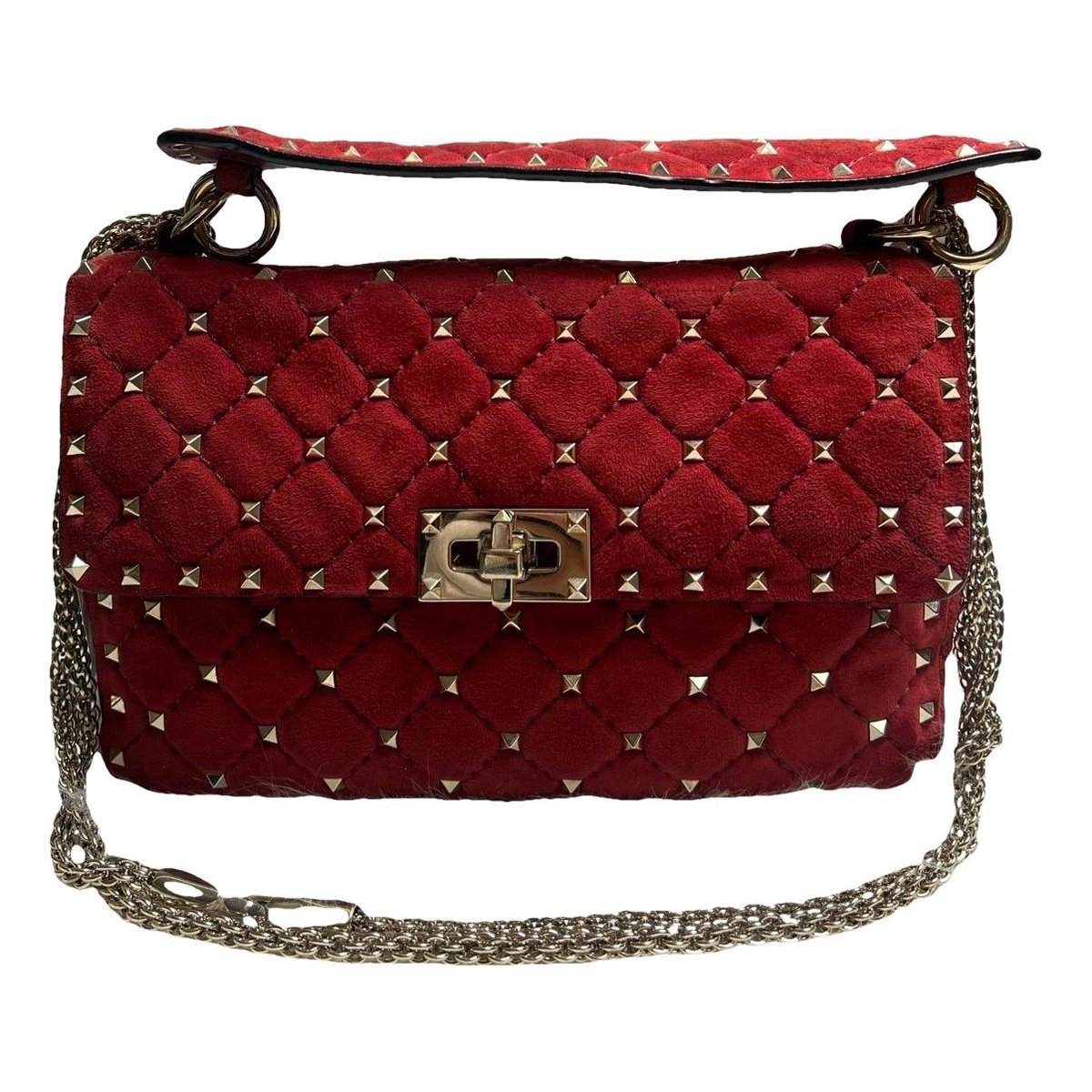 Rockstud spike velvet handbag