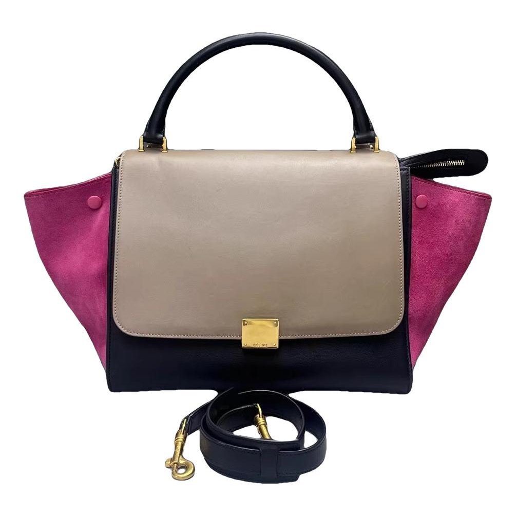 Trapèze leather handbag