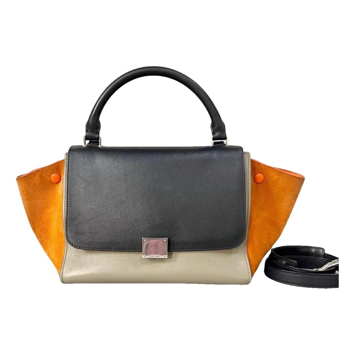 Trapèze leather handbag