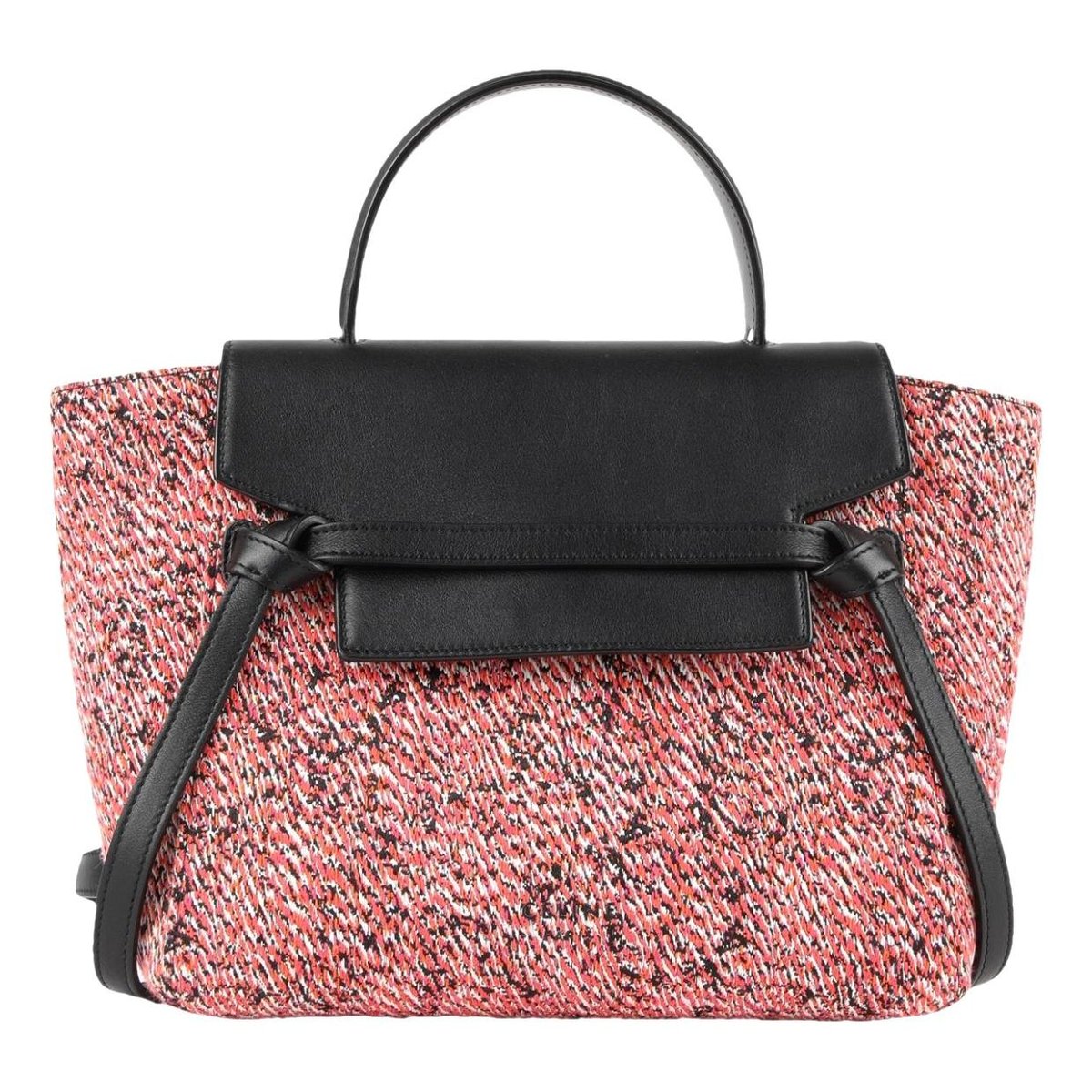 Belt tweed handbag