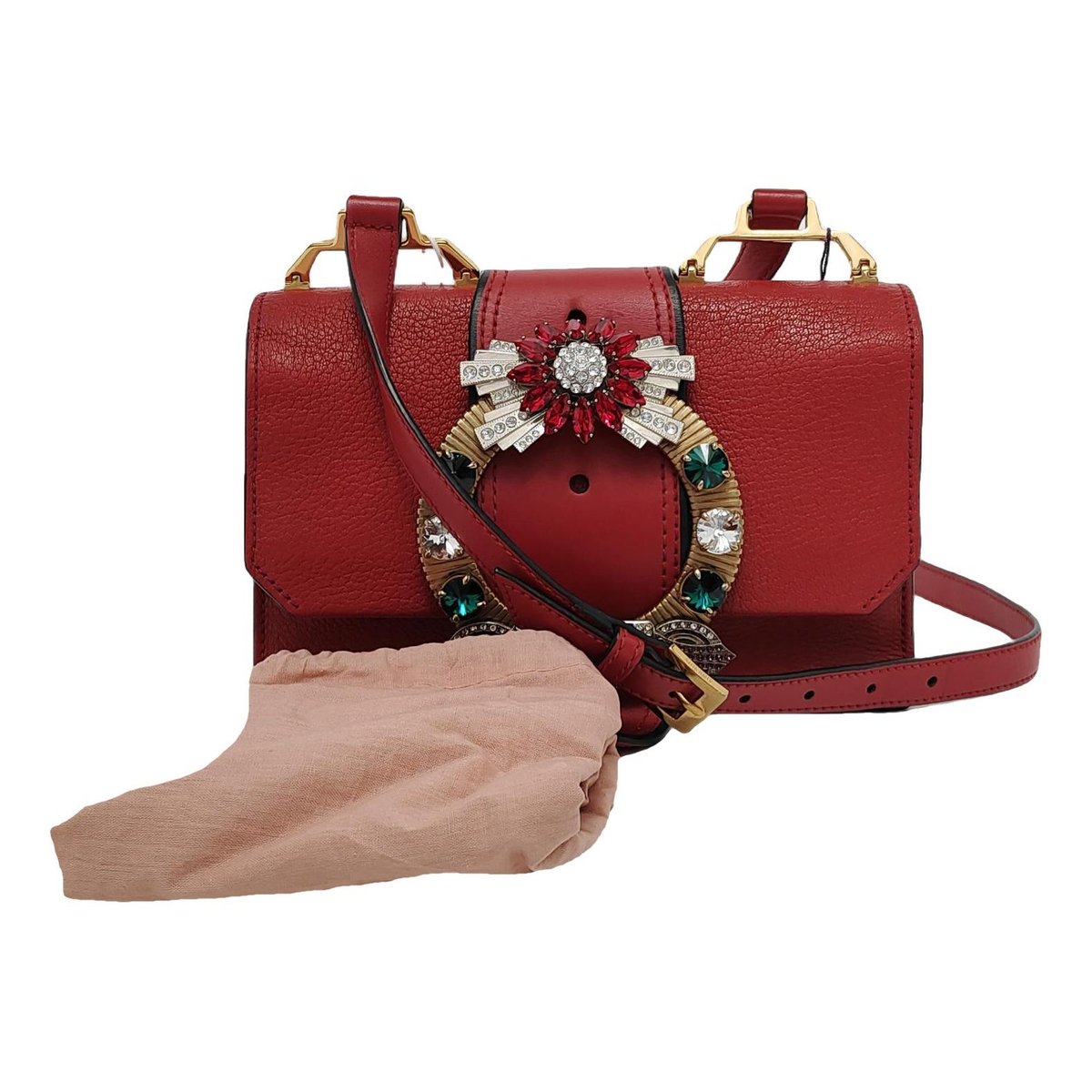 Miu Lady leather crossbody bag