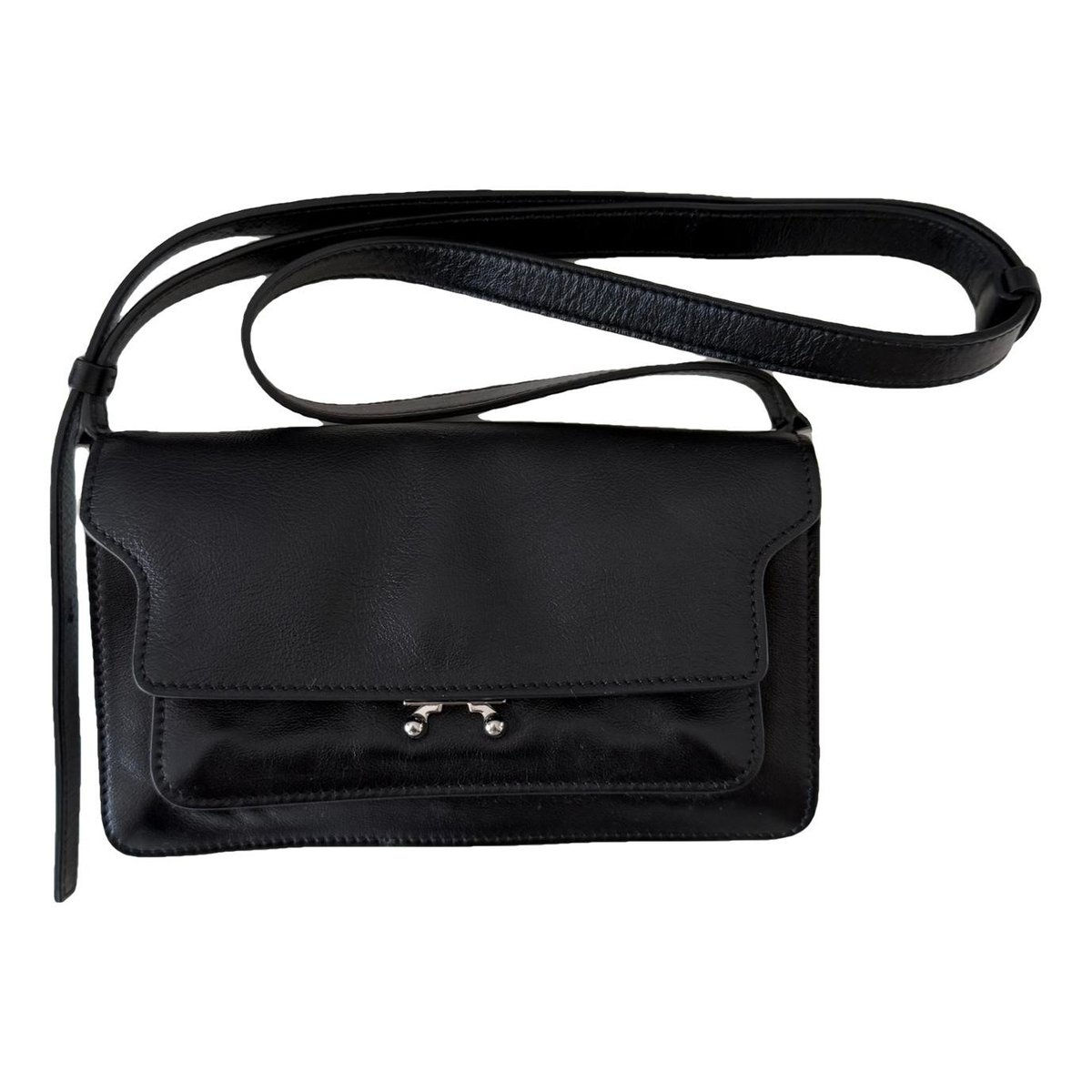Trunk leather crossbody bag