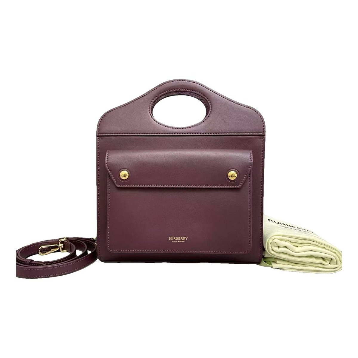 Pocket leather handbag