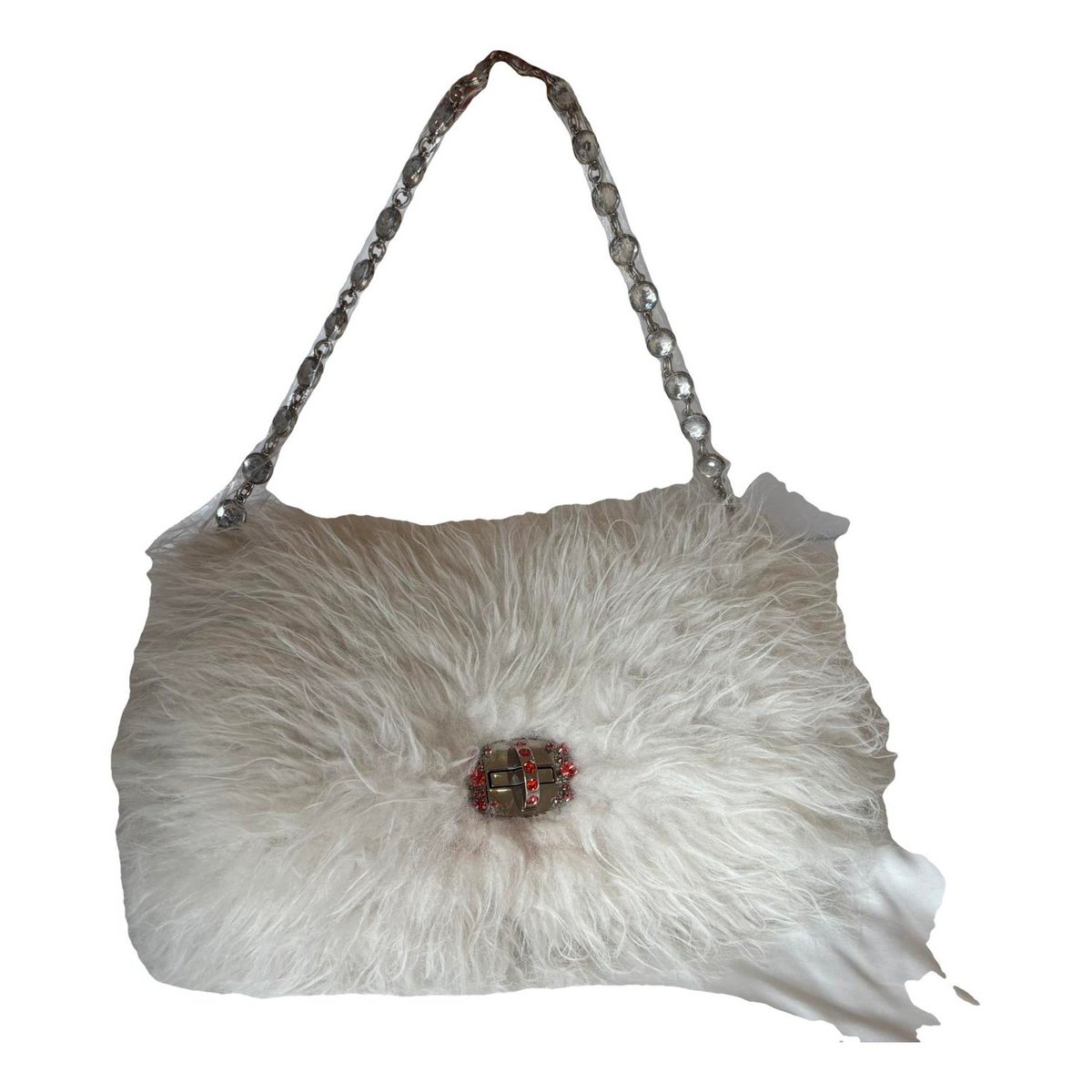 Miu Crystal faux fur handbag
