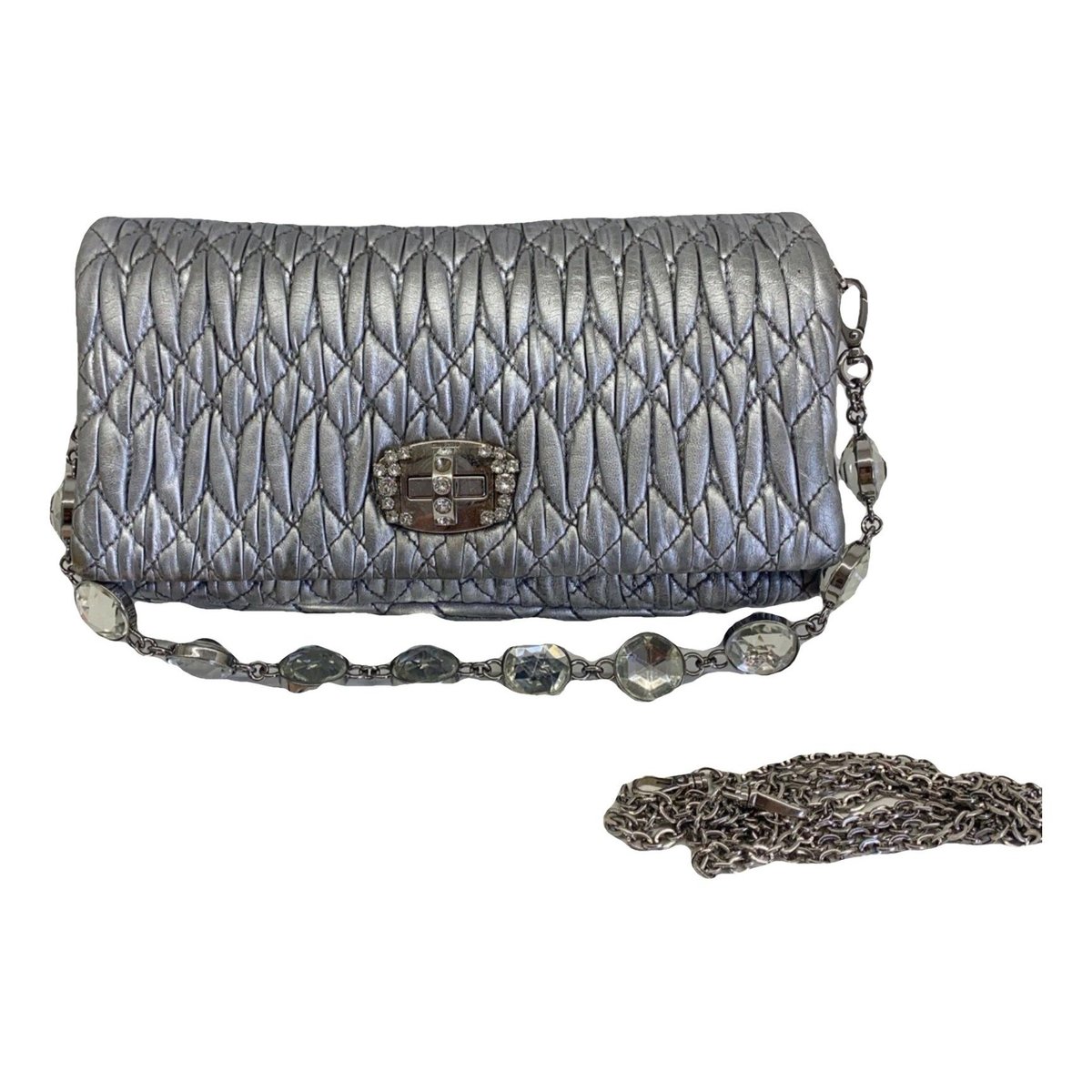 Miu Crystal leather crossbody bag