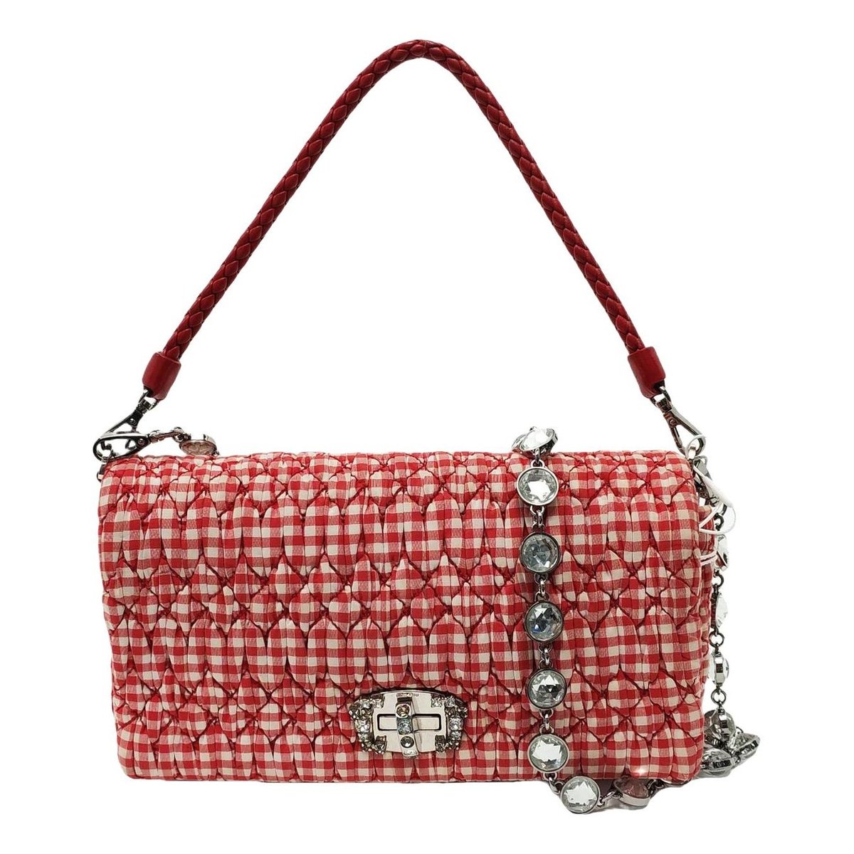 Miu Crystal cloth crossbody bag