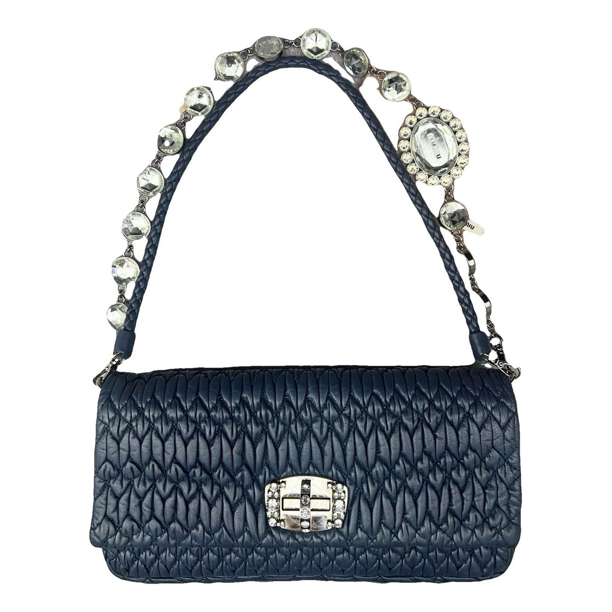Miu Crystal leather handbag