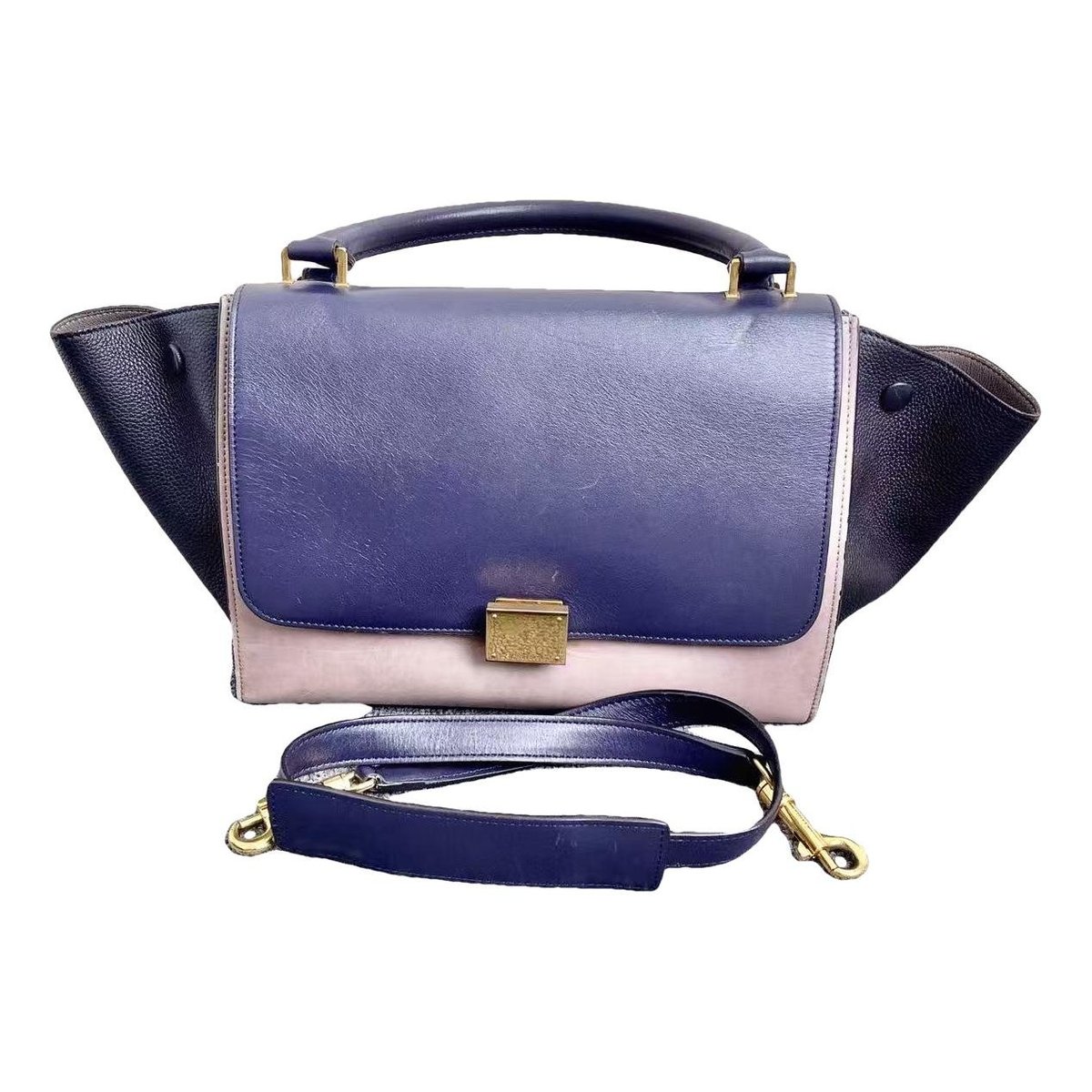 Trapèze leather handbag