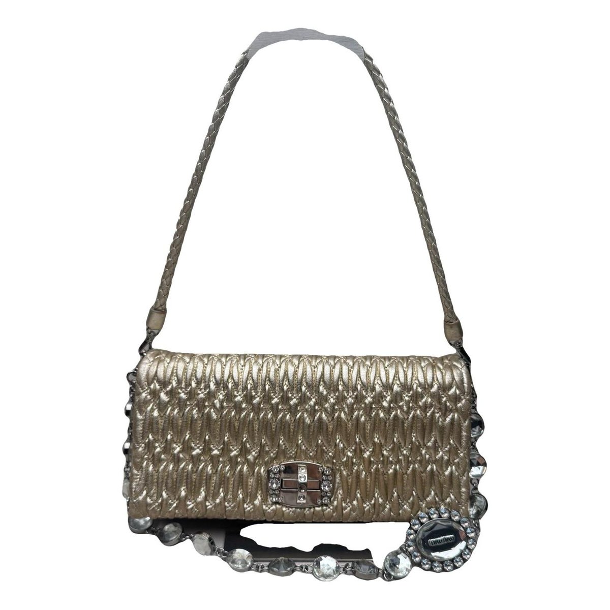 Miu Crystal leather handbag