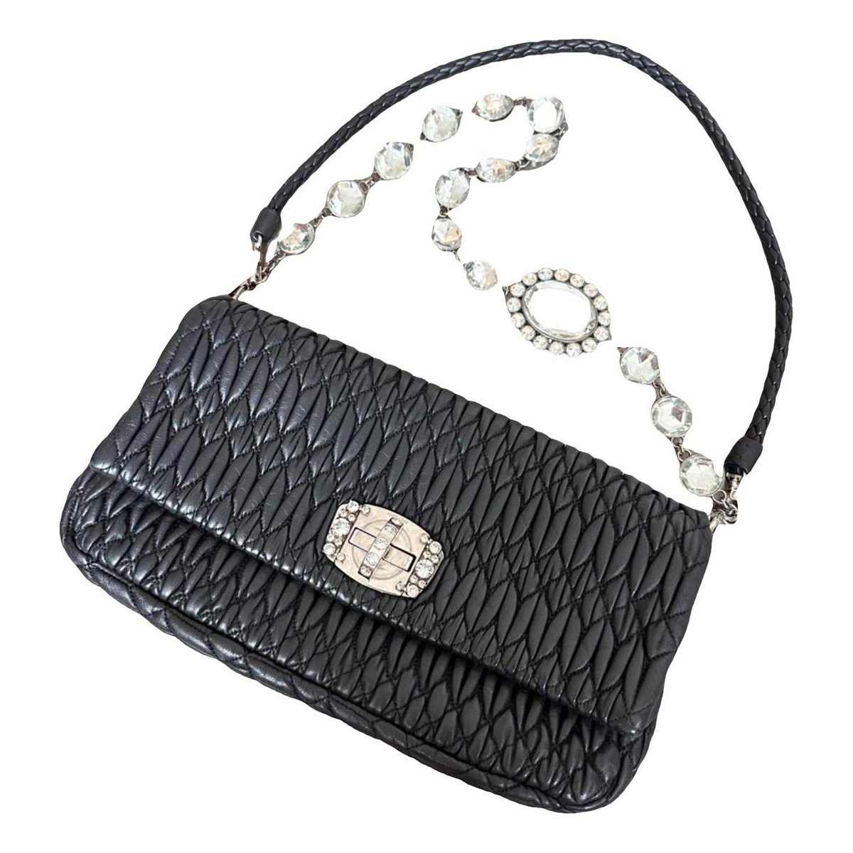 Miu Crystal leather handbag