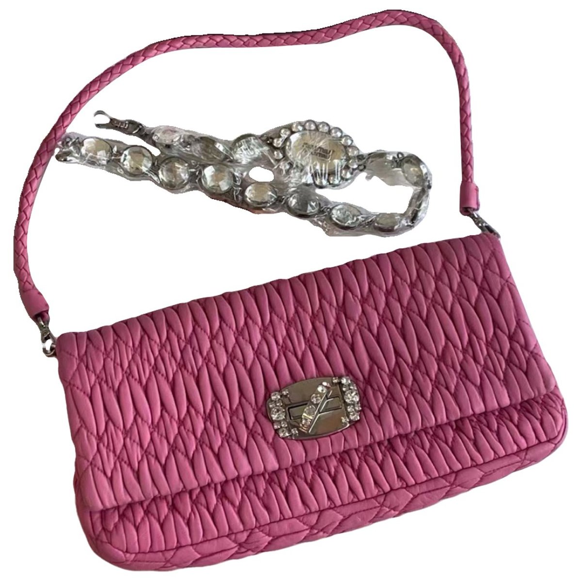 Miu Crystal leather crossbody bag