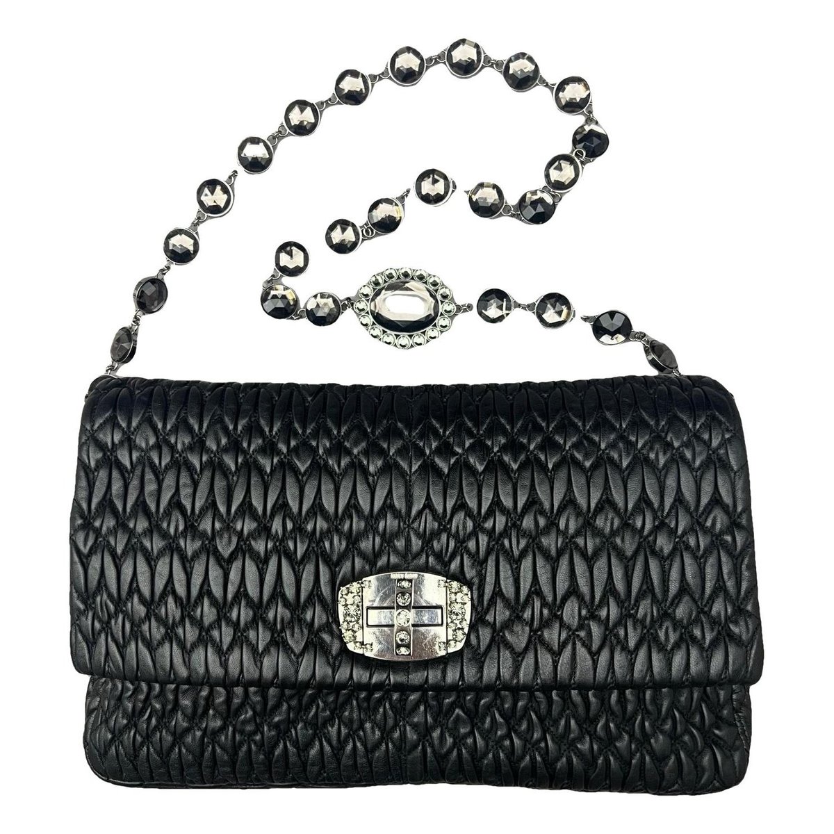 Miu Crystal leather handbag