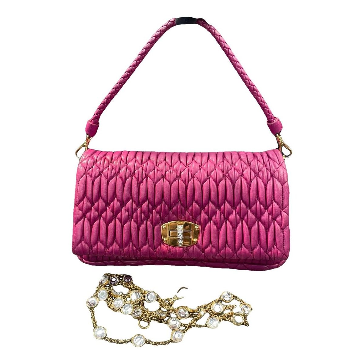 Miu Crystal leather handbag