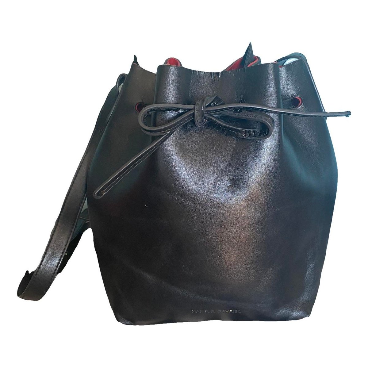 Bucket leather handbag
