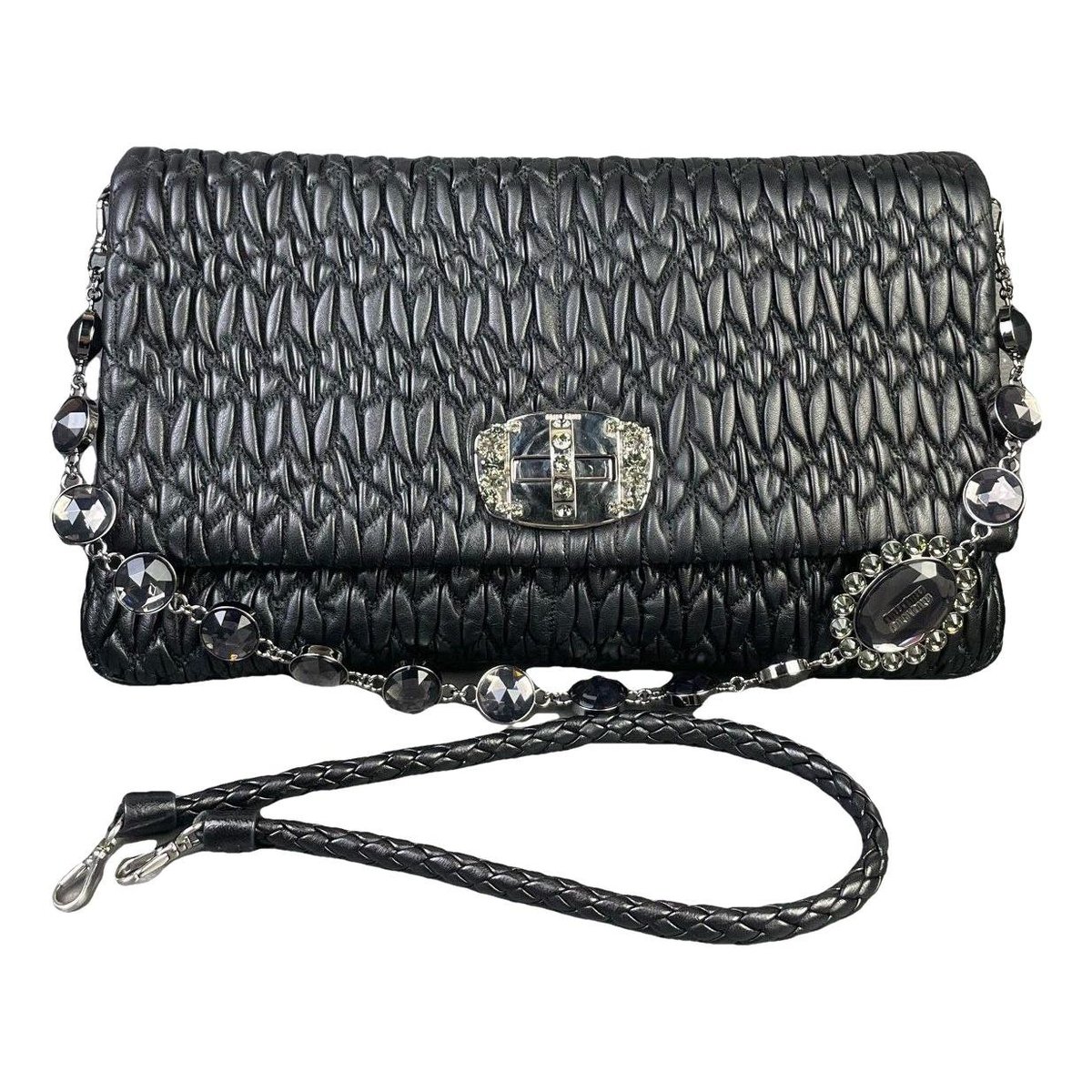 Miu Crystal leather handbag