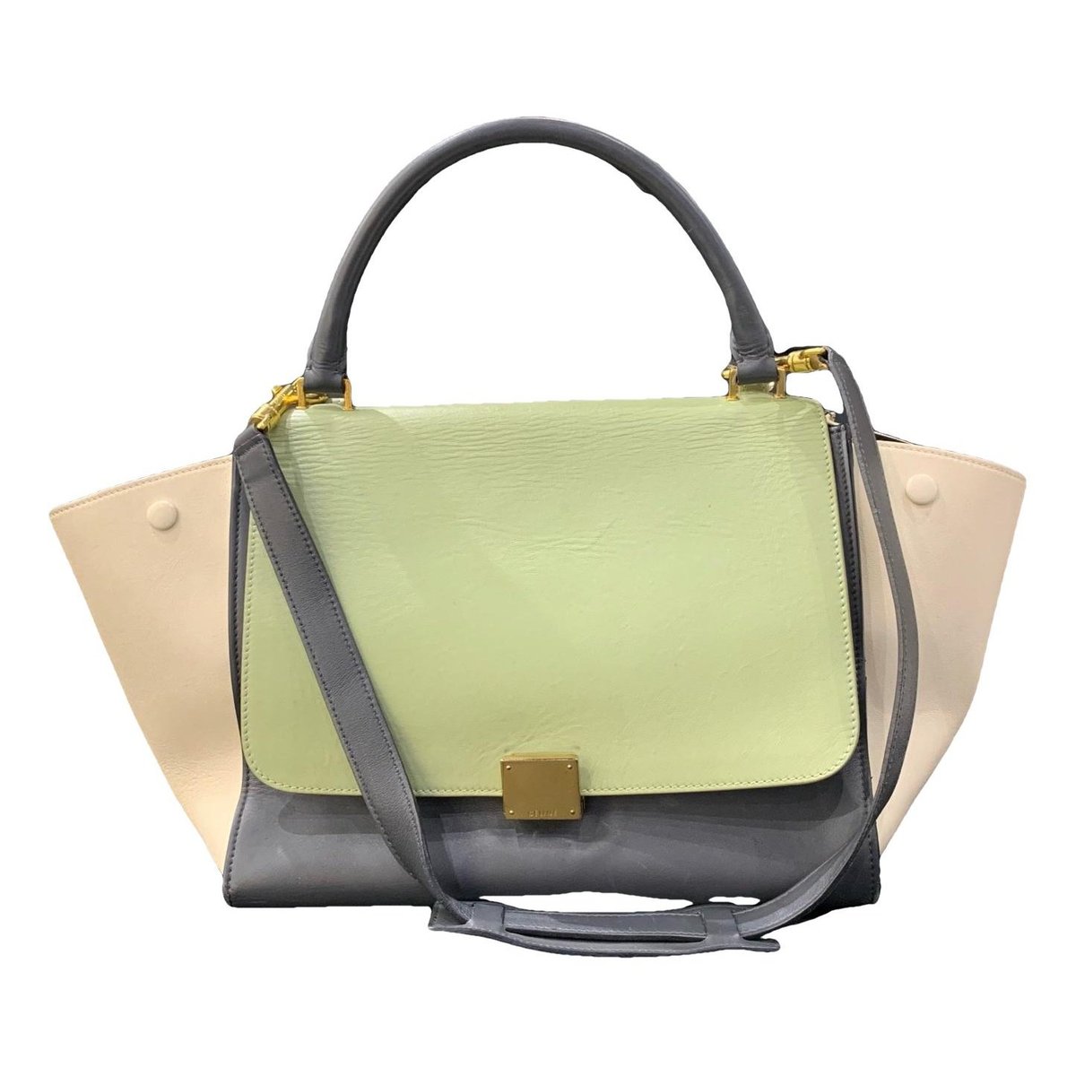 Trapèze leather handbag