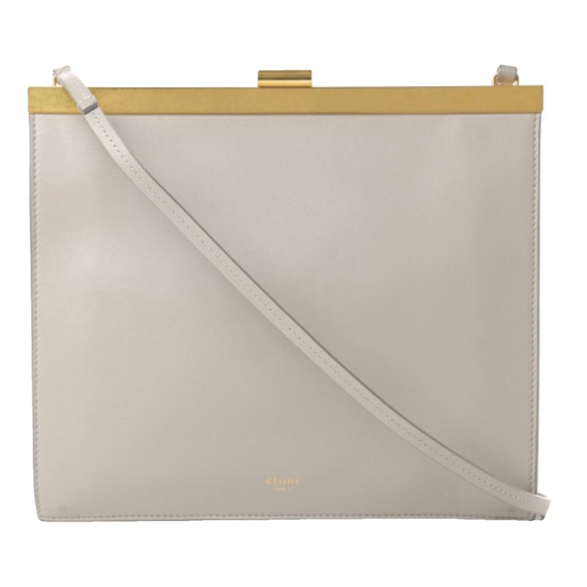 Clasp leather handbag