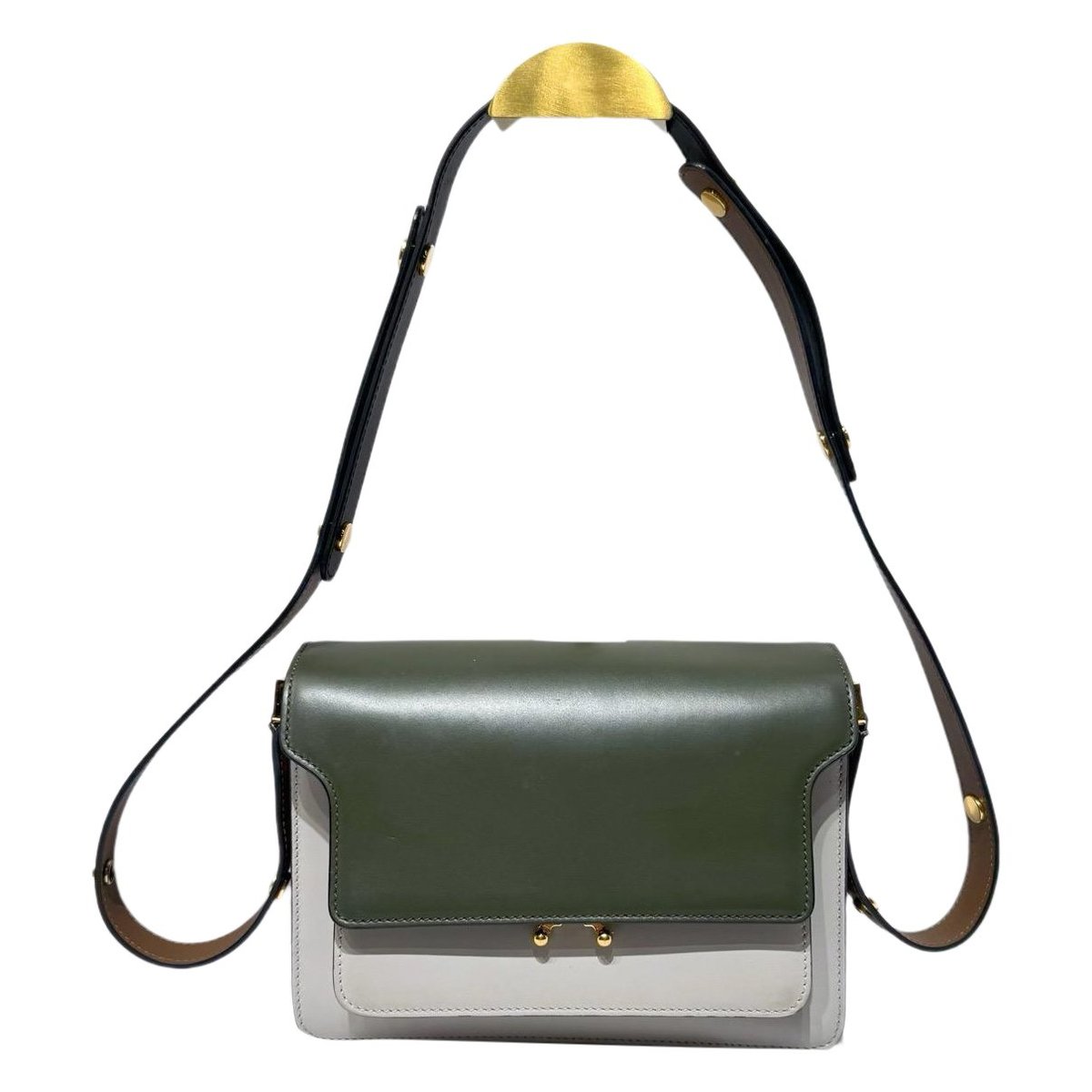 Trunk leather crossbody bag