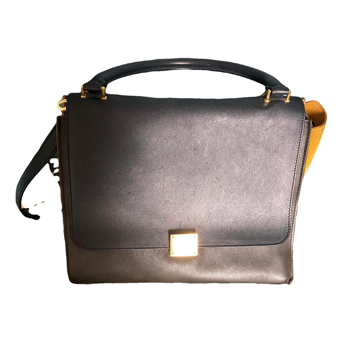 Trapèze leather handbag