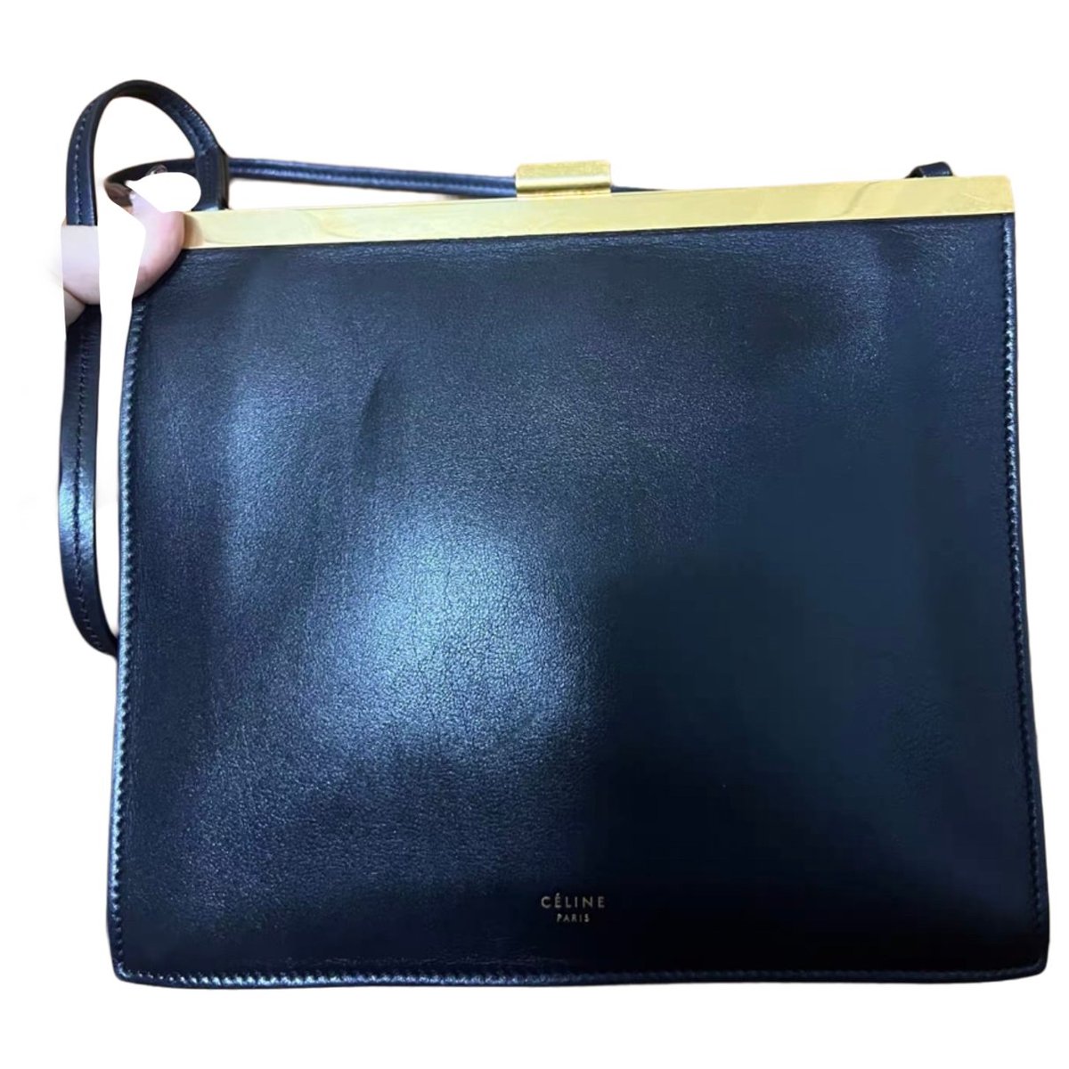 Clasp leather crossbody bag