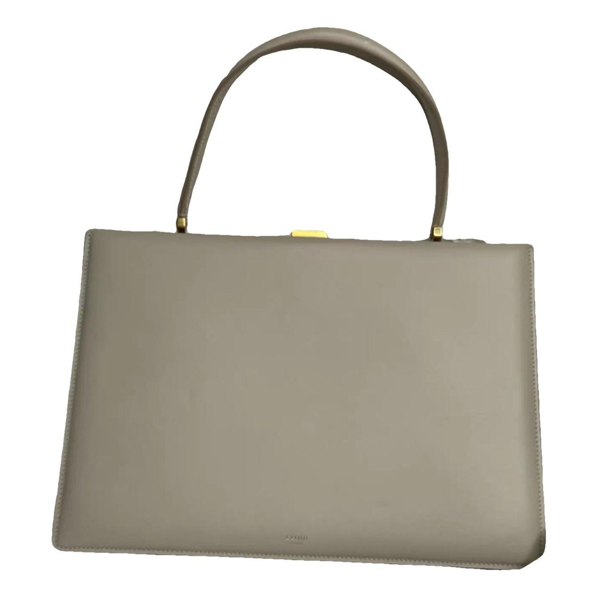 Clasp leather handbag