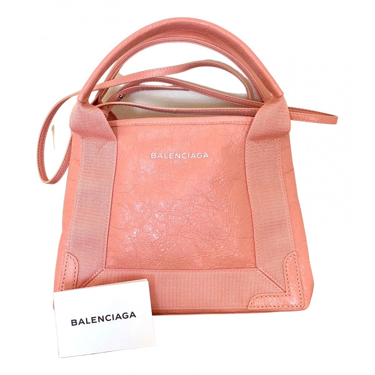 Navy cabas leather handbag