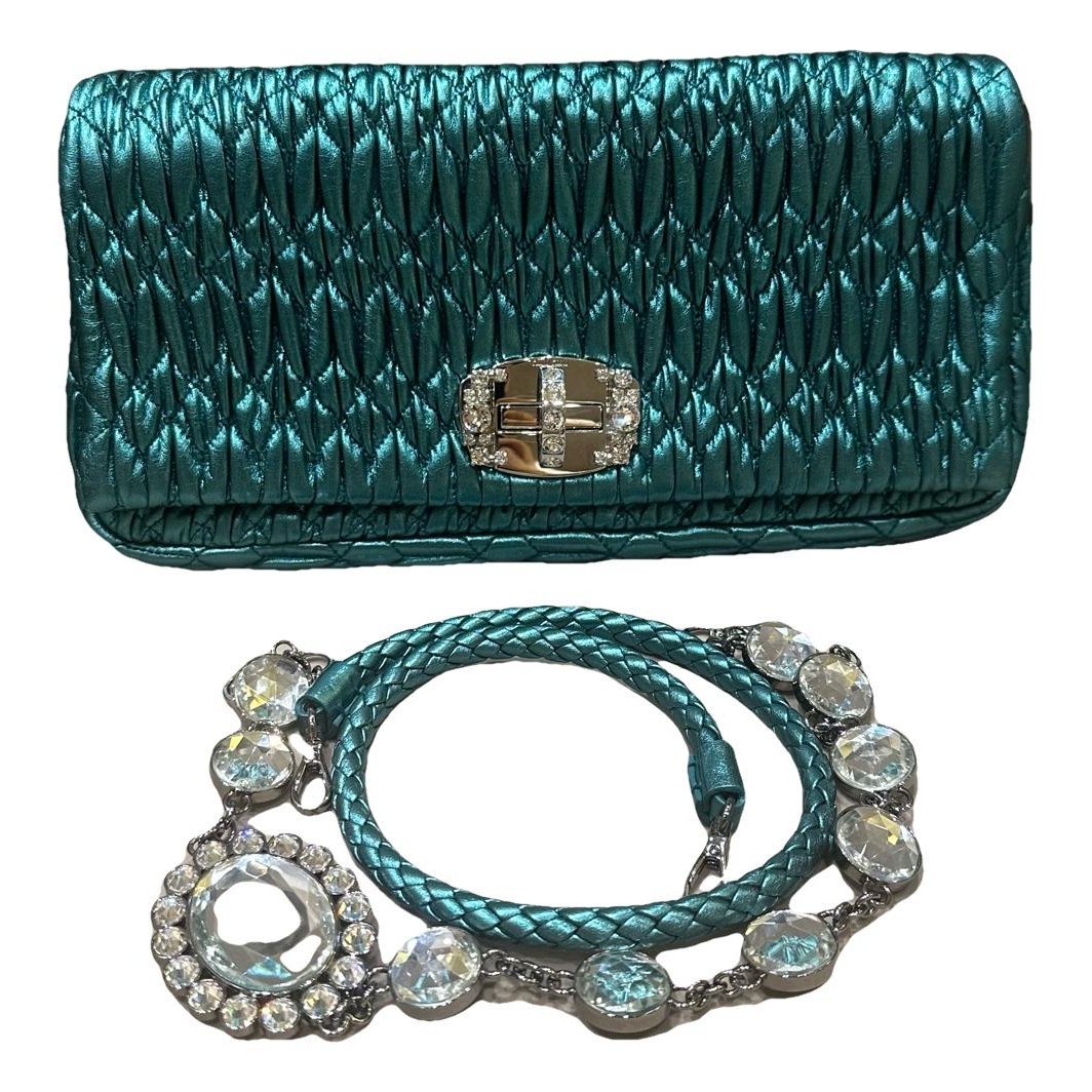 Miu Crystal leather handbag