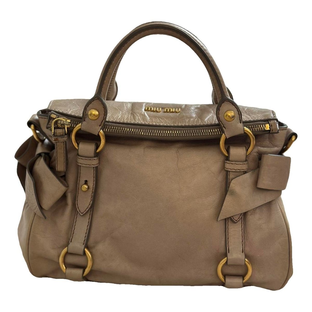 Bow bag leather handbag