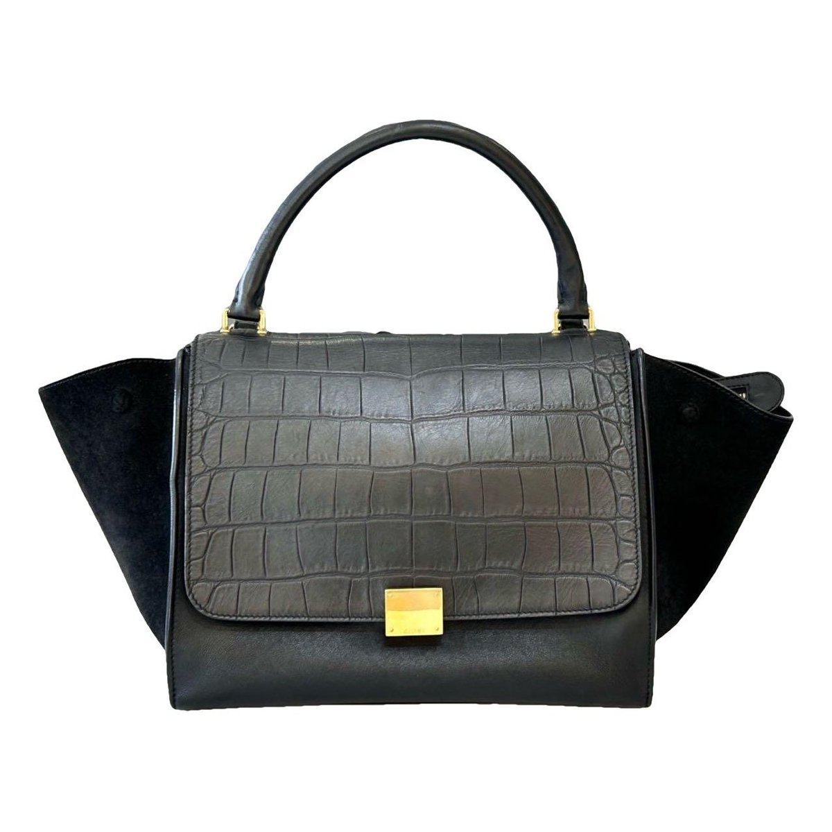 Trapèze leather handbag