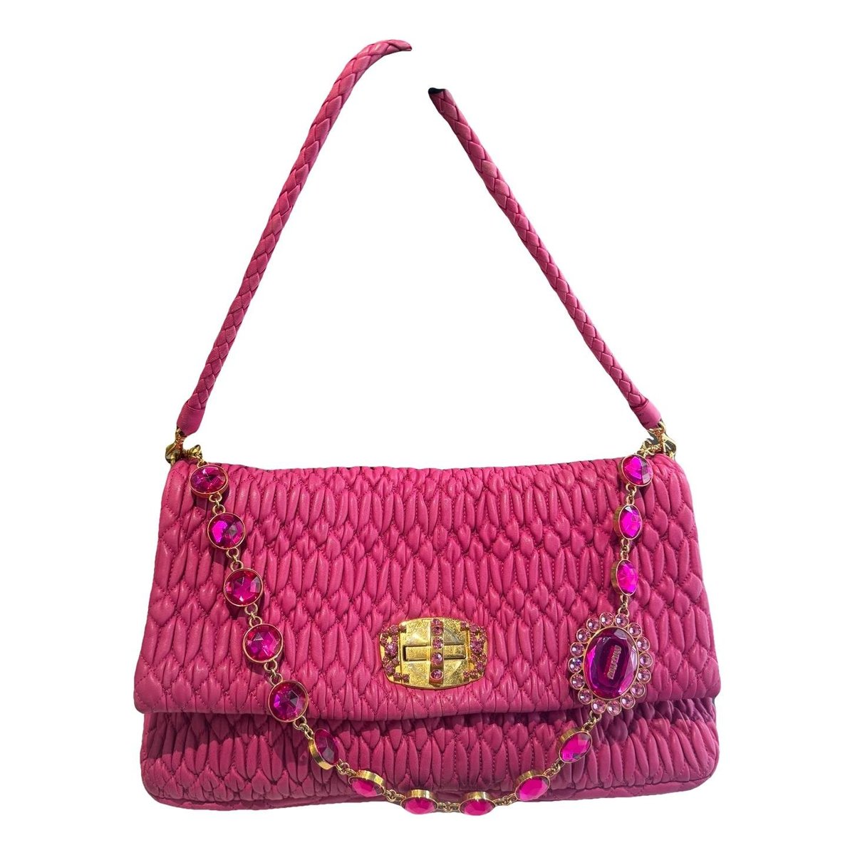 Miu Crystal leather handbag