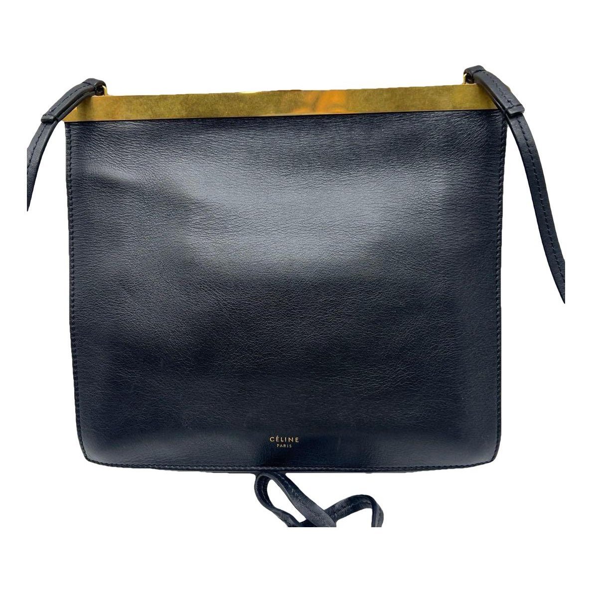Clasp leather handbag