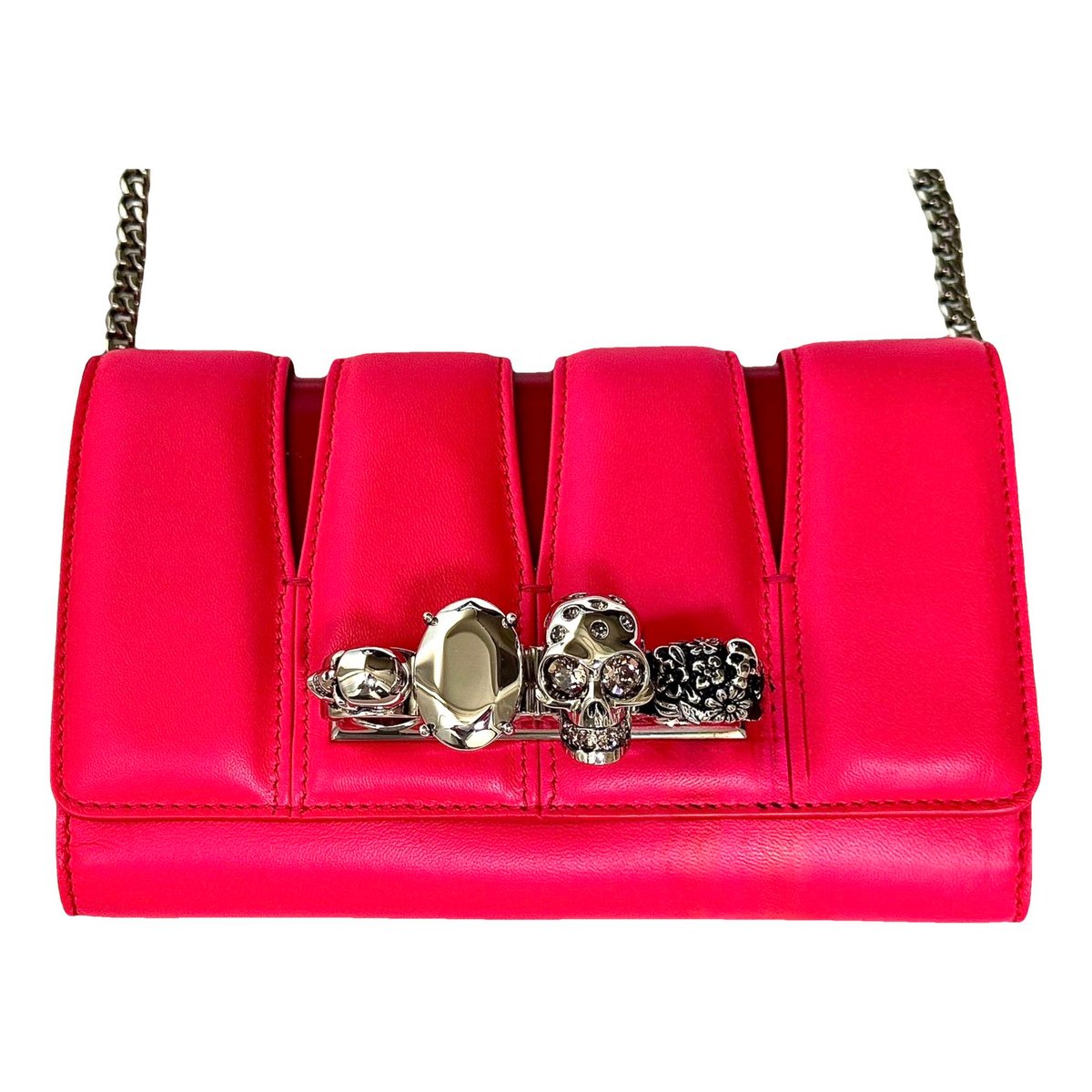 Skull leather clutch bag