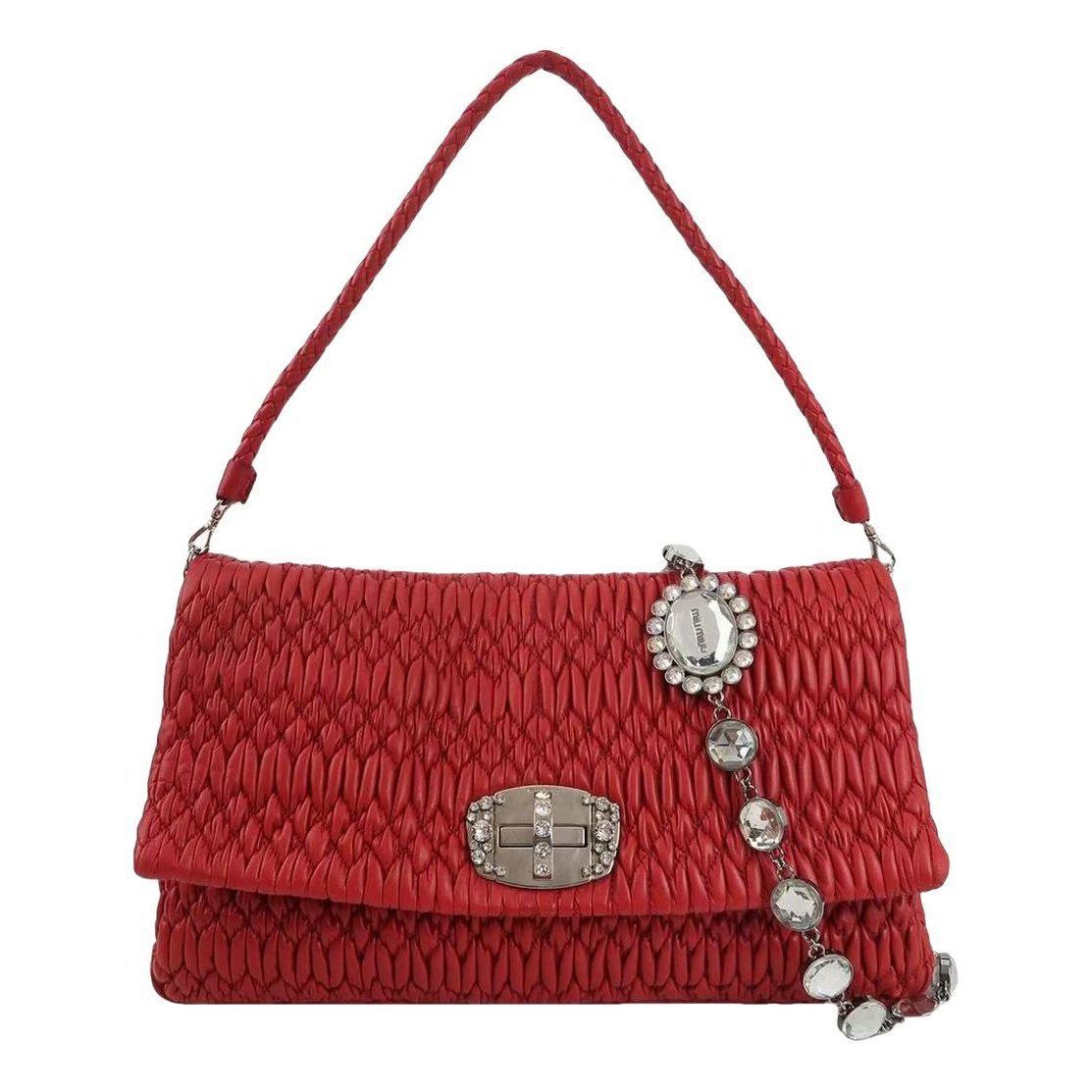 Miu Crystal leather handbag