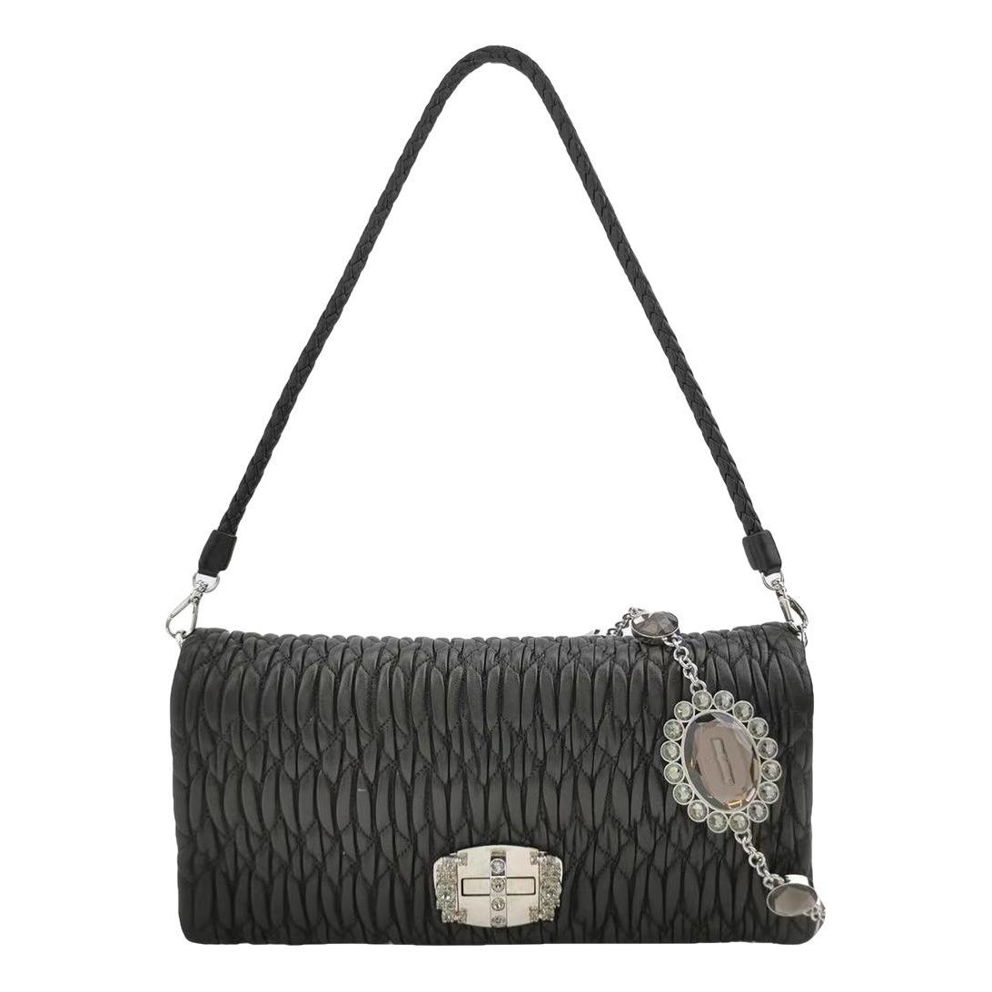 Miu Crystal leather handbag