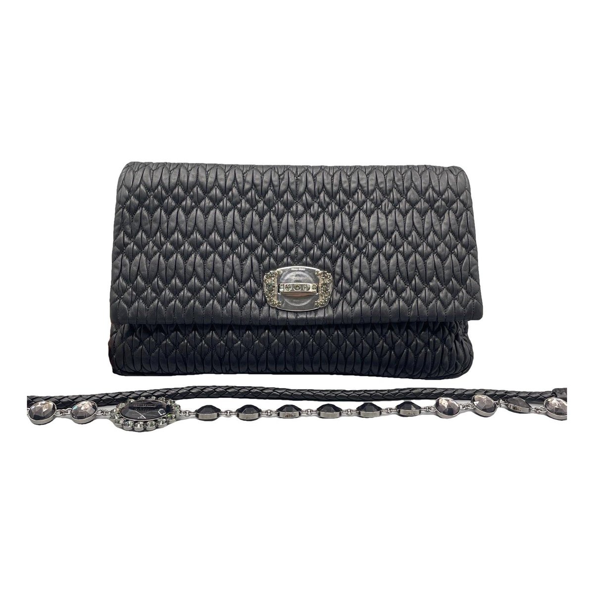 Miu Crystal leather handbag