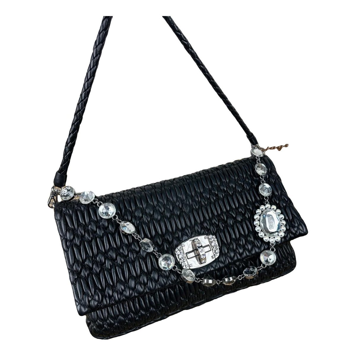 Miu Crystal leather handbag