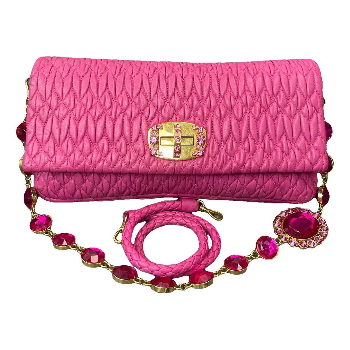 Miu Crystal leather handbag