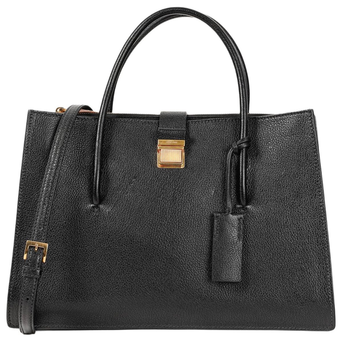 Madras leather tote