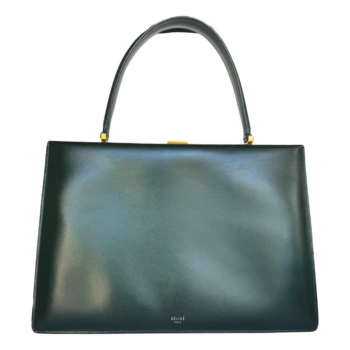 Clasp leather handbag