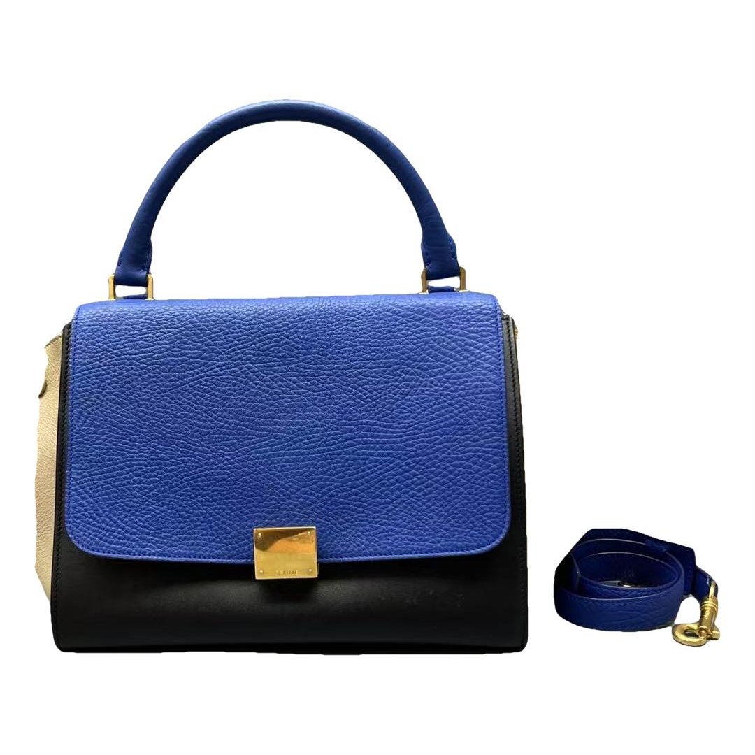 Trapèze leather handbag