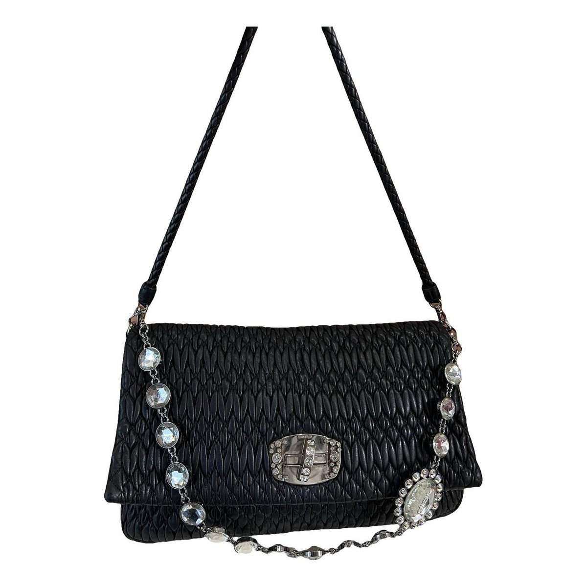 Miu Crystal leather handbag