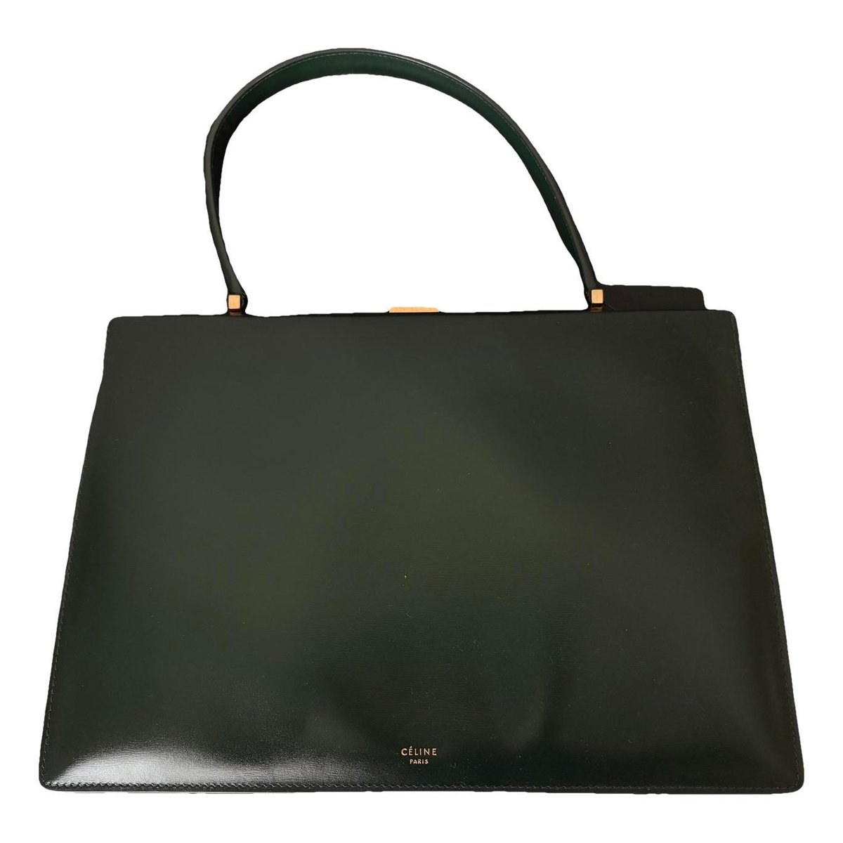 Clasp leather handbag