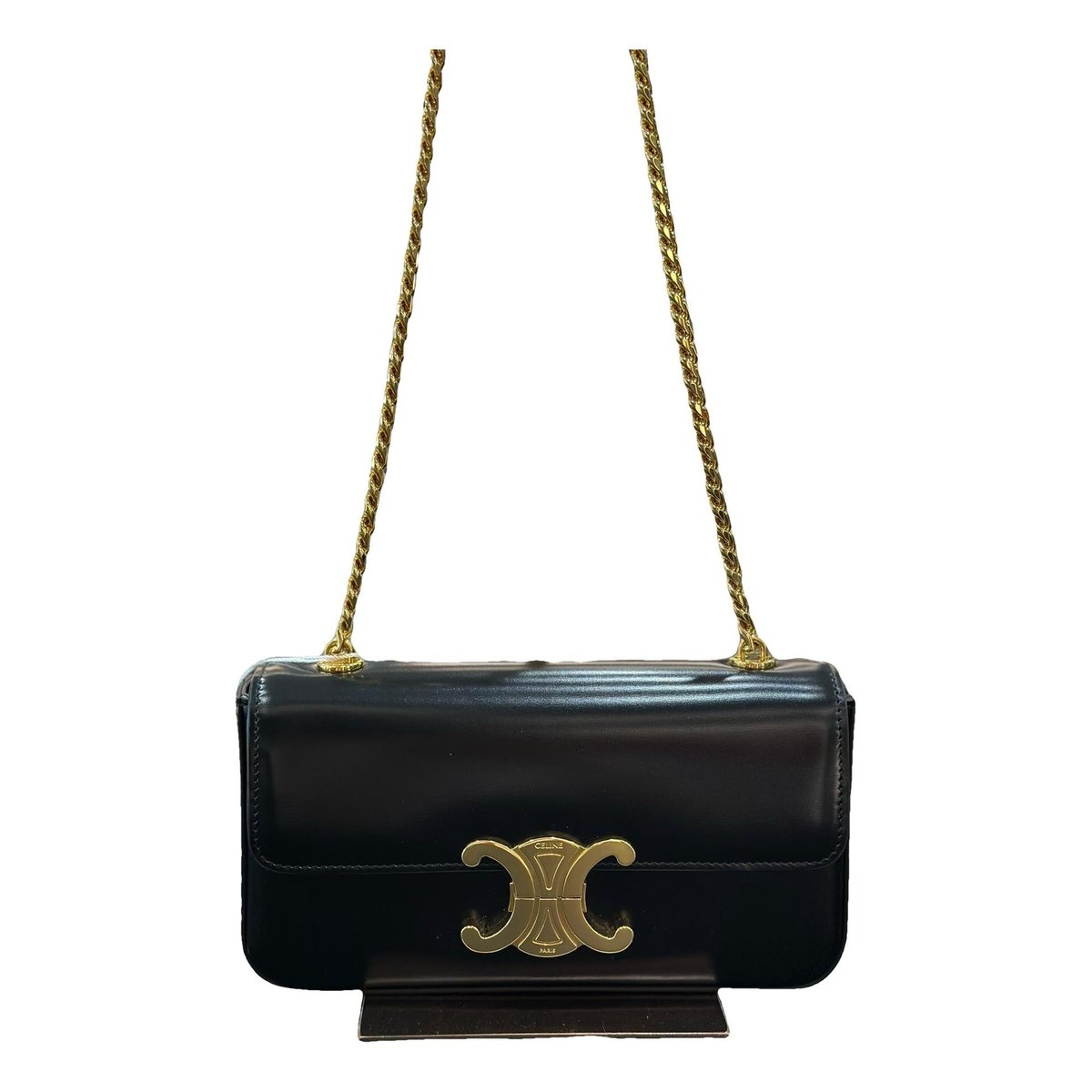 Triomphe chain leather handbag