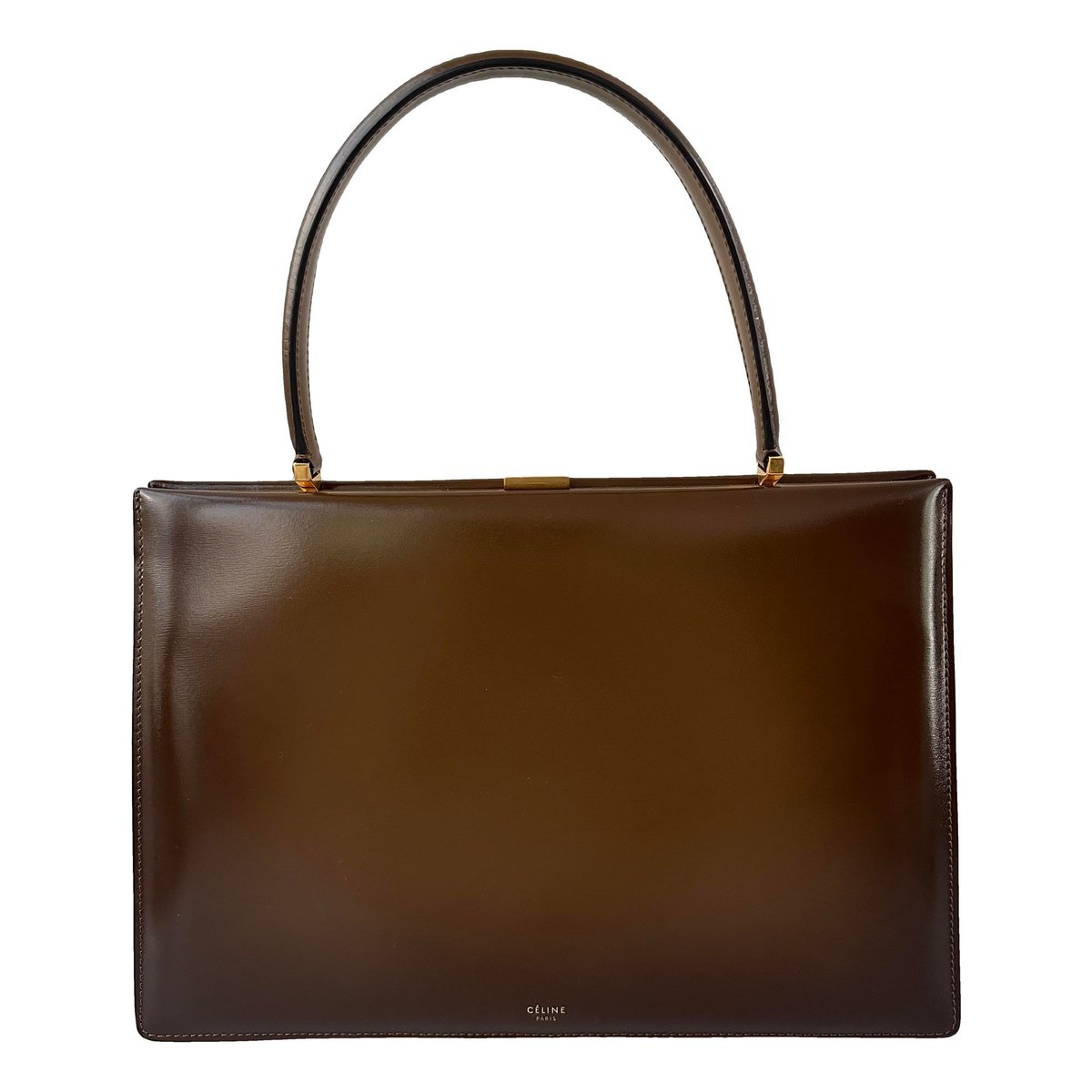 Clasp leather handbag