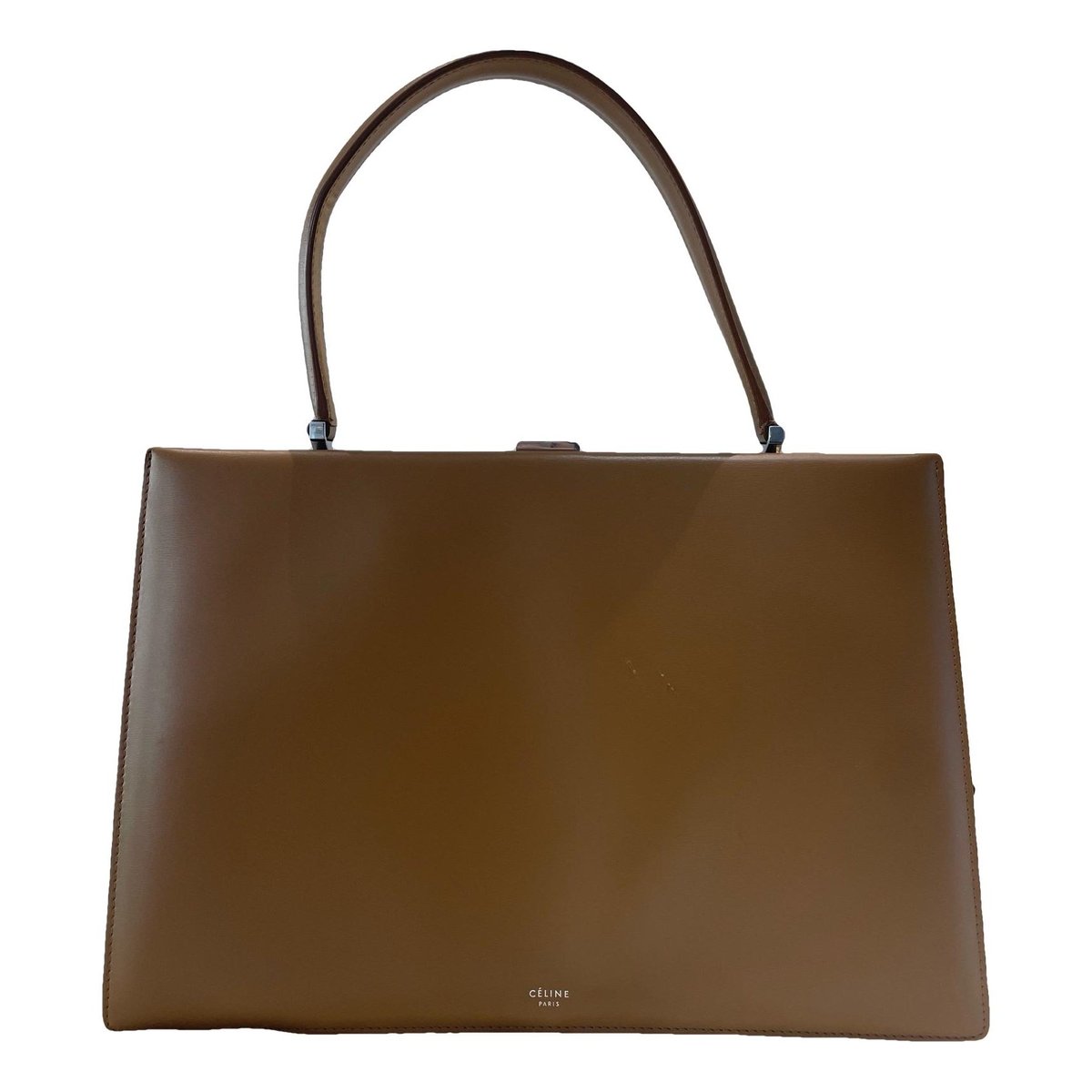 Clasp leather handbag