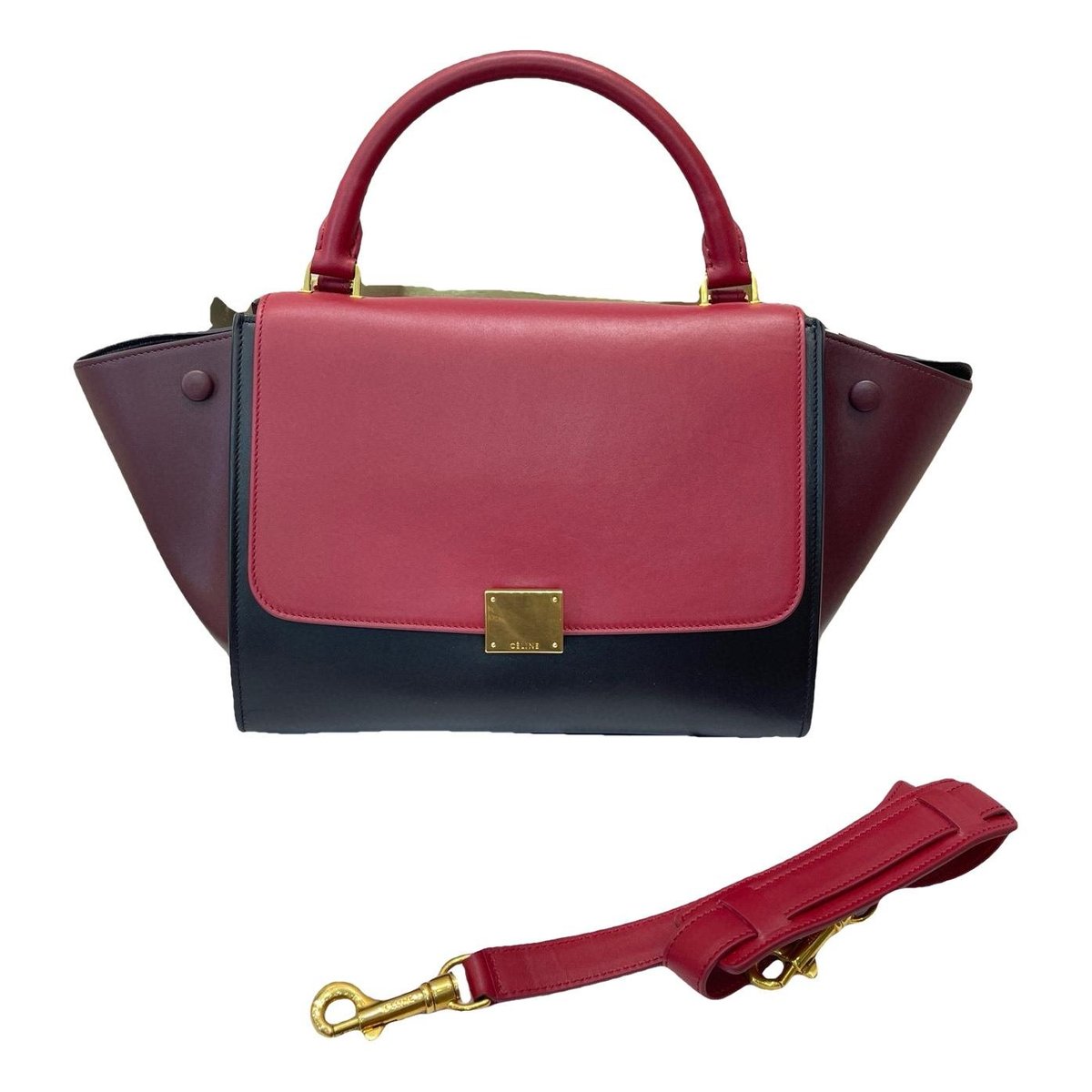 Trapèze leather handbag