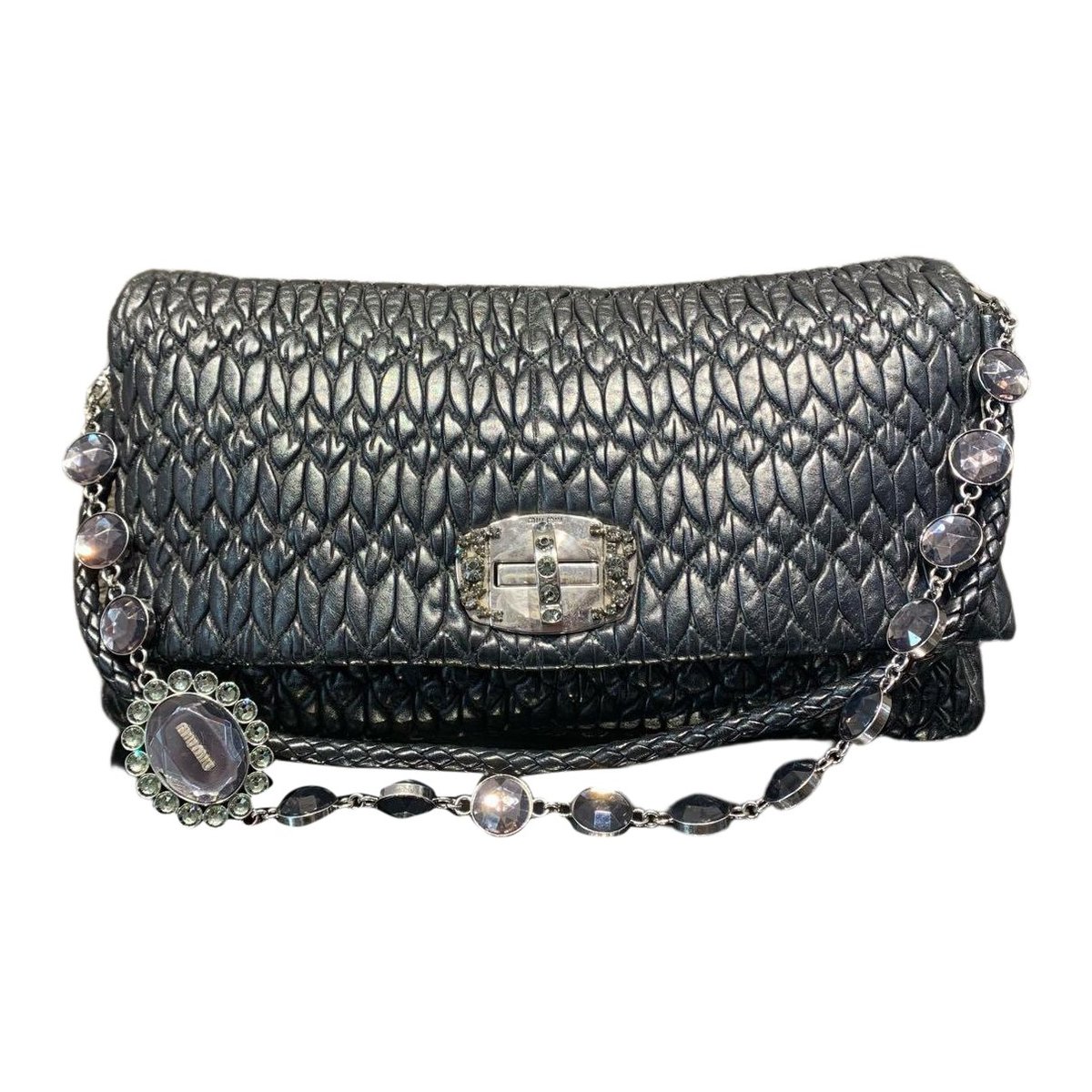 Miu Crystal leather handbag