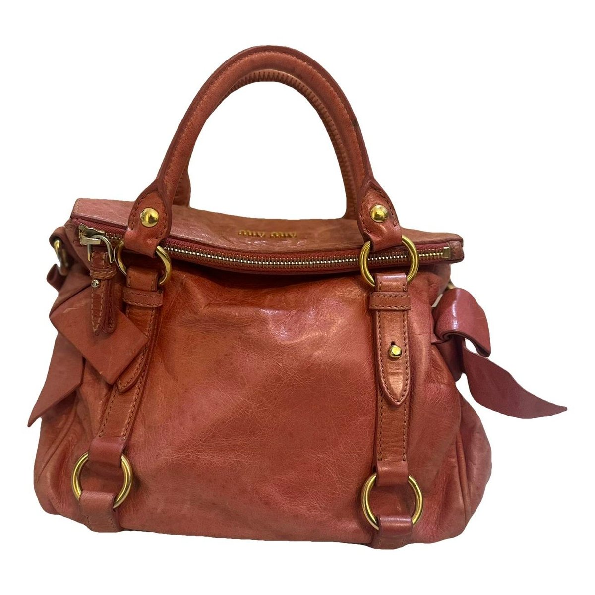 Bow bag leather handbag